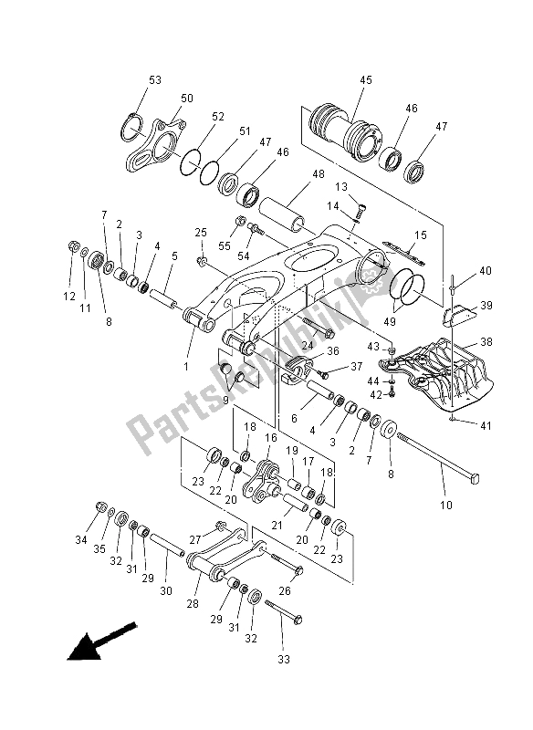 All parts for the Rear Arm of the Yamaha YFZ 450R 2012