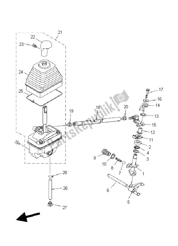 Toutes les pièces pour le Arbre De Changement du Yamaha YFM 350 Grizzly 2X4 2008