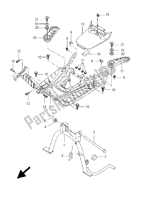 All parts for the Stand & Footrest of the Yamaha CW 50N BWS 2005