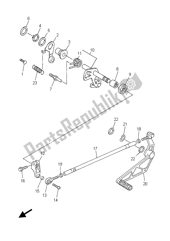 All parts for the Shift Shaft of the Yamaha YZF R7 700 1999