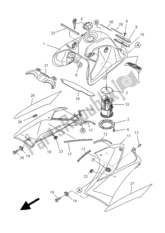 Todas las partes para Depósito De Combustible de Yamaha XT 660X 2014