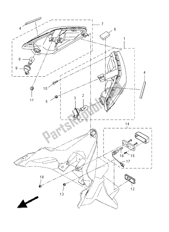 Toutes les pièces pour le Feu Arrière du Yamaha YP 400 RA 2014