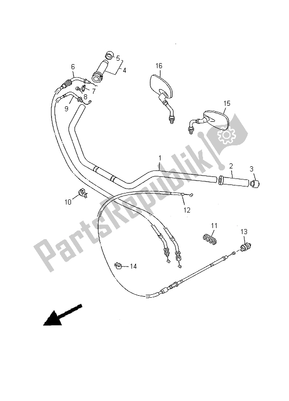 All parts for the Steering Handle & Cable of the Yamaha XV 1600A Wildstar 2000