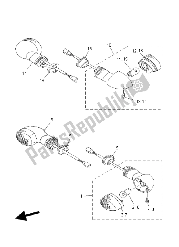 All parts for the Flasher Light of the Yamaha TDM 900 2008