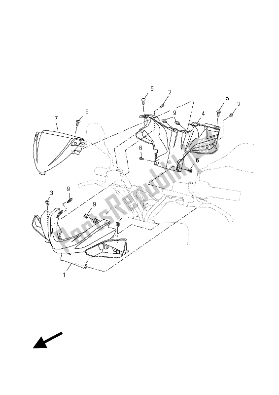 All parts for the Cowling 1 of the Yamaha NS 50 2015