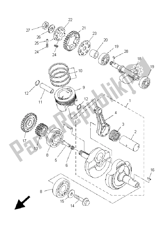 All parts for the Crankshaft & Piston of the Yamaha XG 250 Tricker 2005