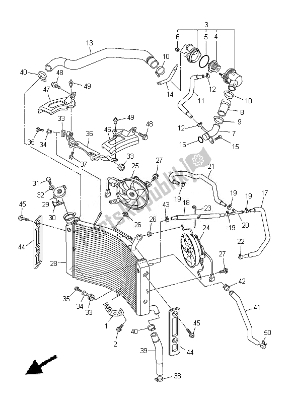 Alle onderdelen voor de Radiator Slang van de Yamaha FZ8 NA 800 2013