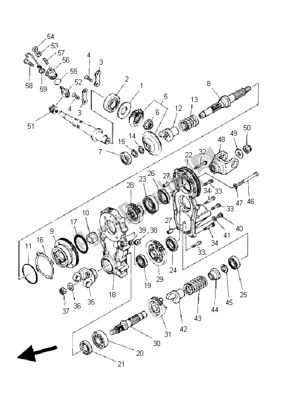 All parts for the Middle Drive Gear of the Yamaha YFM 400 FP BIG Bear PRO 2004