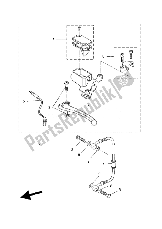 All parts for the Rear Master Vylinder of the Yamaha YQ 50L Aerox Race Replica 2010