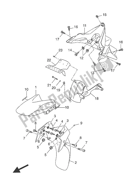 All parts for the Fender of the Yamaha YP 125 RA 2016