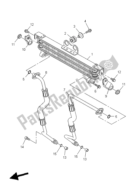 All parts for the Oil Cooler of the Yamaha YBR 250 2007