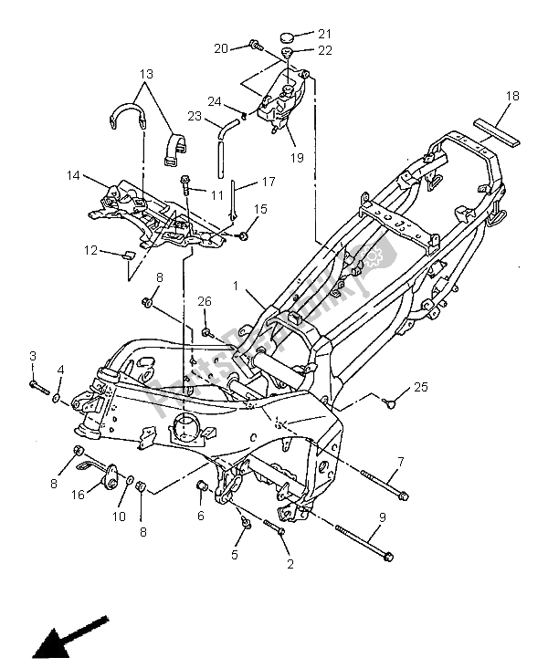 Tutte le parti per il Telaio del Yamaha YZF 600R Thundercat 1998