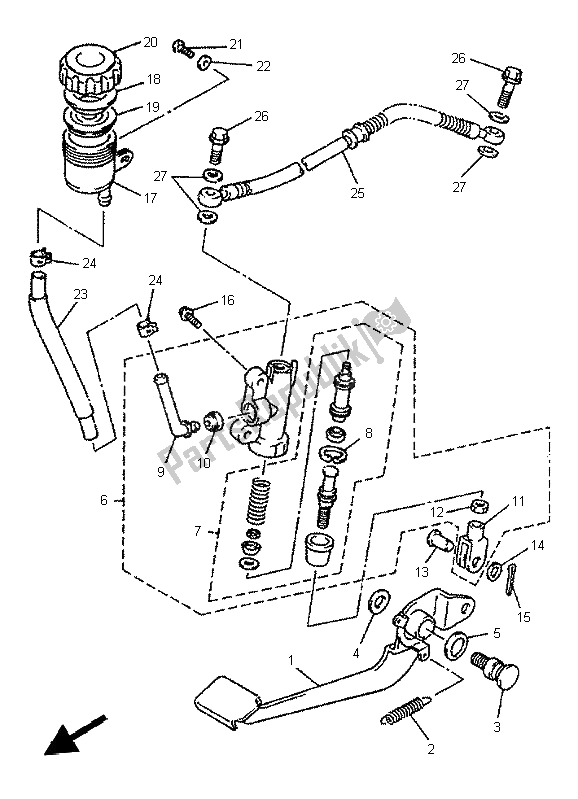 Toutes les pièces pour le Maître-cylindre Arrière du Yamaha XJ 600N 1997