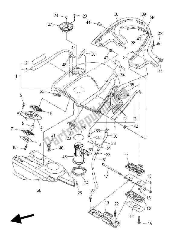 Alle onderdelen voor de Benzinetank van de Yamaha FJR 1300A 2009