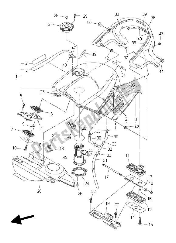 Alle onderdelen voor de Benzinetank van de Yamaha FJR 1300A 2009