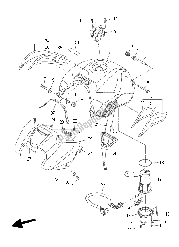 Toutes les pièces pour le Réservoir D'essence du Yamaha FZ8 S Fazer 800 2011