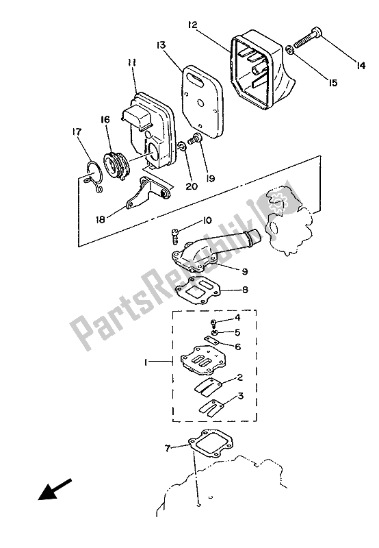 All parts for the Intake of the Yamaha PW 50 1988