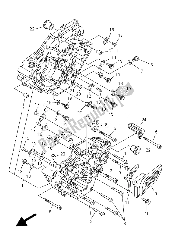 All parts for the Crankcase of the Yamaha YZ 250F 2013