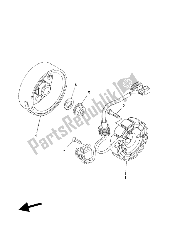 All parts for the Generator of the Yamaha YFZ 450 2005