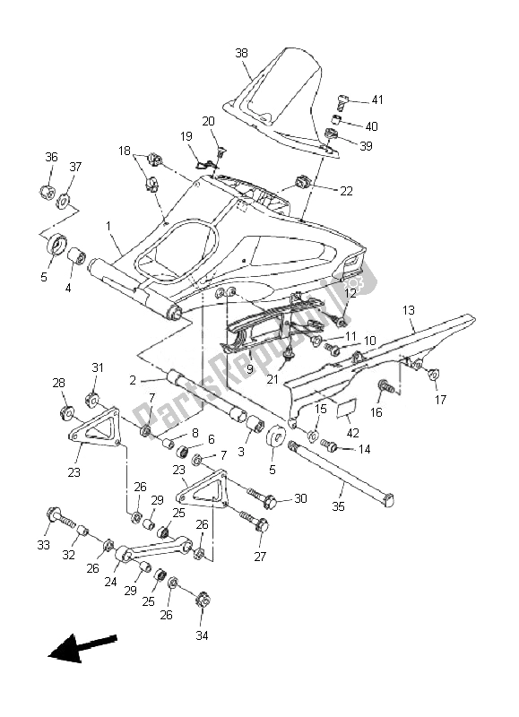 Alle onderdelen voor de Achterste Arm van de Yamaha FZ1 NA Fazer 1000 2010