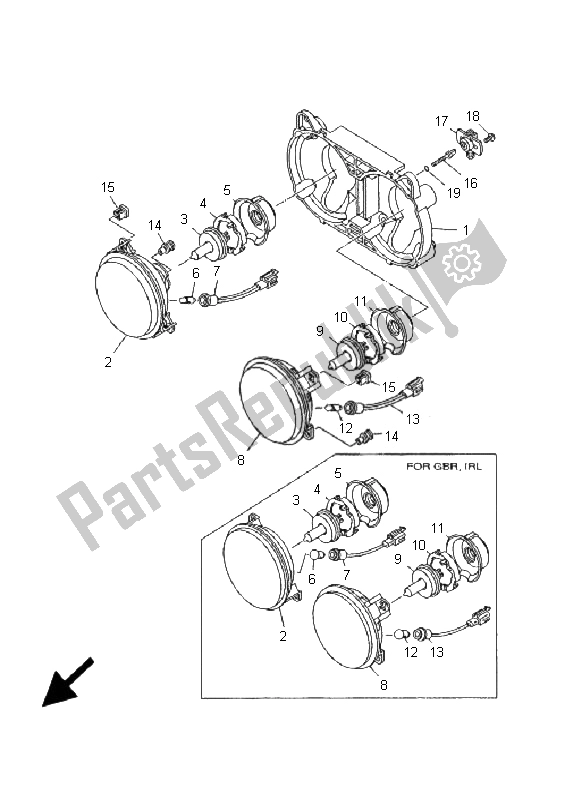 Todas las partes para Faro de Yamaha TDR 125 2001