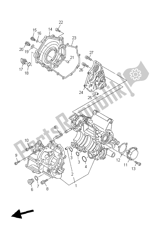 All parts for the Crankcase of the Yamaha TZ 250 2002