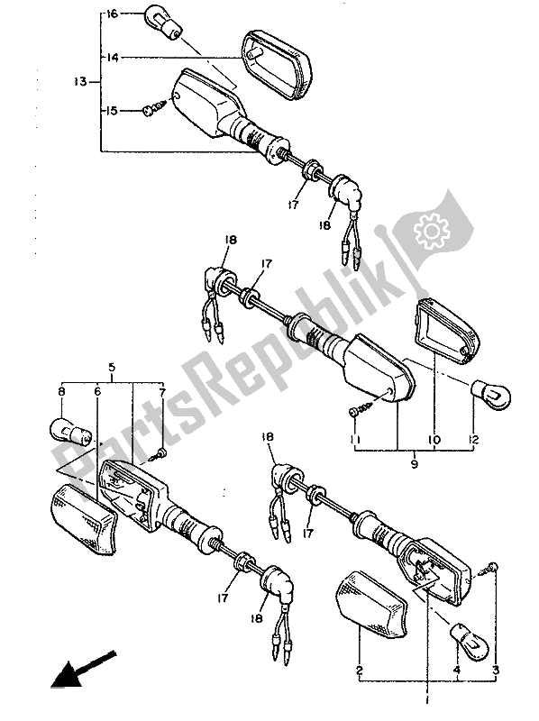 Toutes les pièces pour le Lumière Clignotante du Yamaha XJ 600 1990