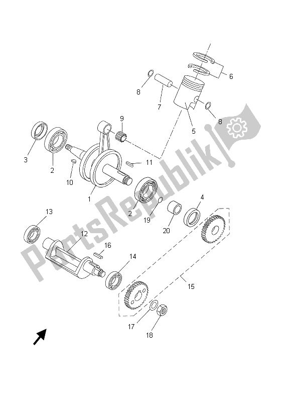 Tutte le parti per il Albero Motore E Pistone del Yamaha DT 50R SM 2005