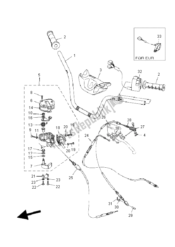 Alle onderdelen voor de Stuurhendel En Kabel van de Yamaha YFM 550F Grizzly EPS Yamaha Black 2011