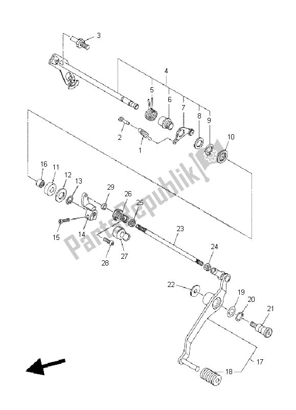 All parts for the Shift Shaft of the Yamaha XJ6N 600 2011