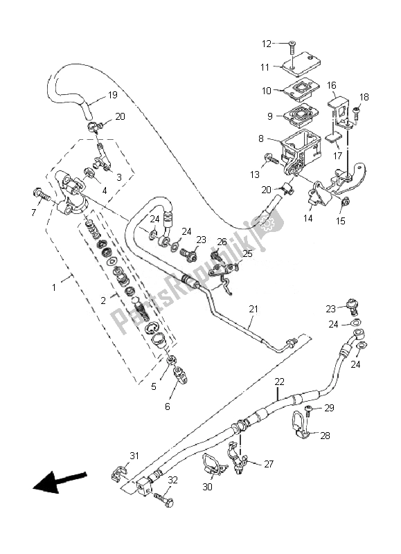 All parts for the Rear Master Cylinder of the Yamaha MT 01 1670 2007