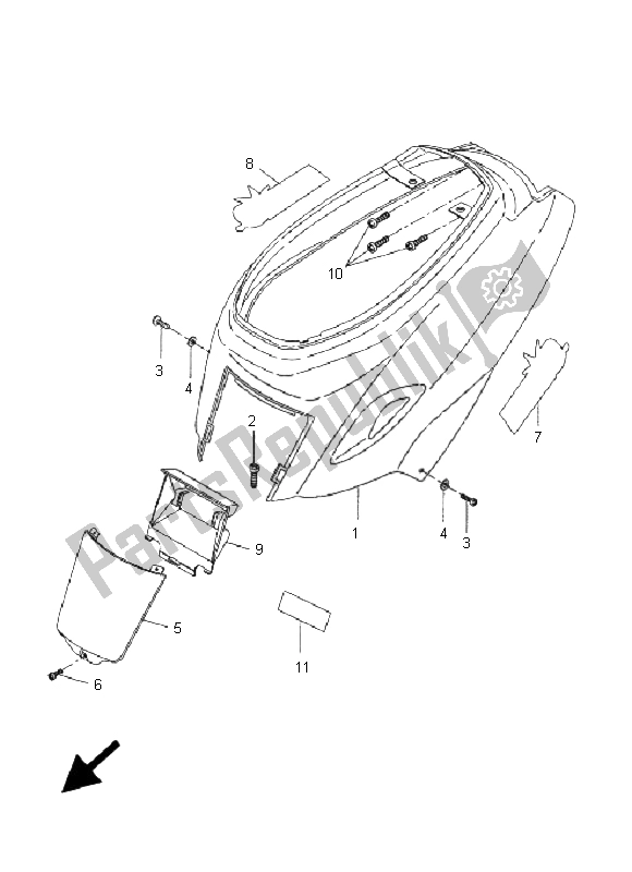 All parts for the Side Cover of the Yamaha CW 50 BWS 2005