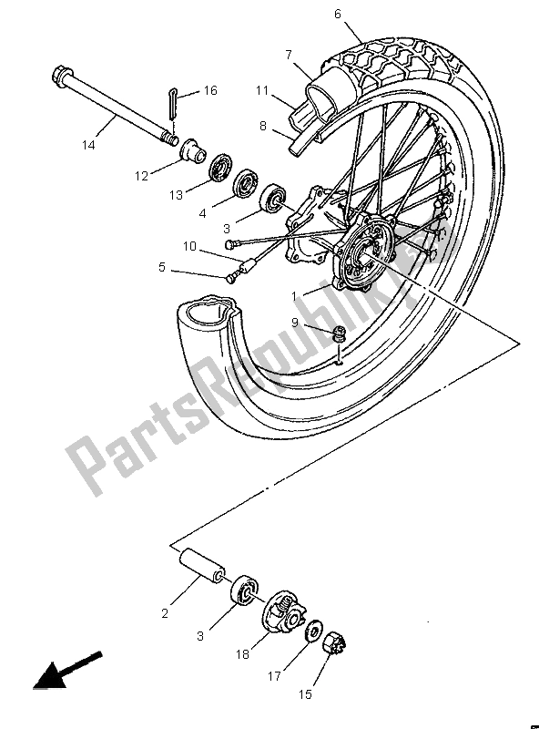 All parts for the Front Wheel of the Yamaha XTZ 750 Super Tenere 1995