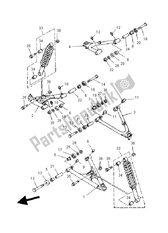 All parts for the Front Suspension & Wheel of the Yamaha YFM 350X Warrior 2001