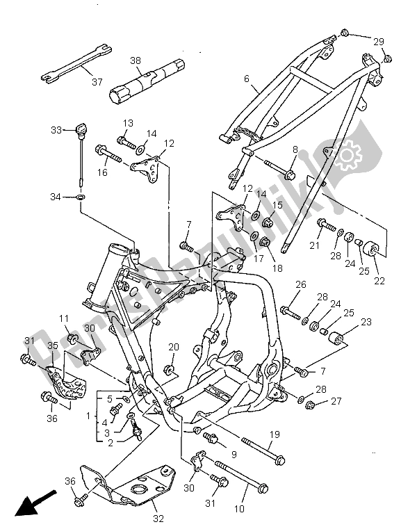 All parts for the Frame of the Yamaha WR 400F 1998