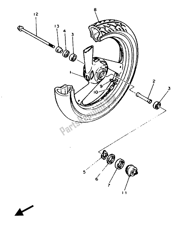 Todas as partes de Roda Da Frente do Yamaha FZR 600 Genesis 1989