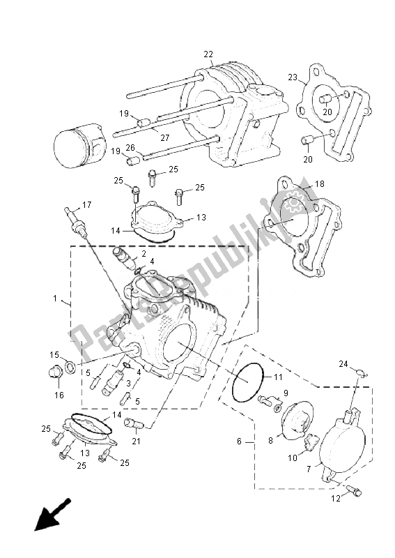 Tutte le parti per il Testata del Yamaha XC 125 Cygnus X 2007