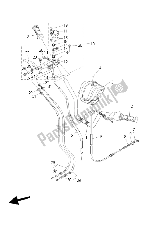 Todas las partes para Manija De Dirección Y Cable de Yamaha YFM 80R 2003