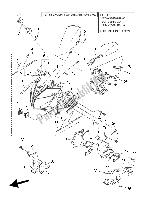 Tutte le parti per il Cowling 1 del Yamaha FZ1 S Fazer 1000 2007