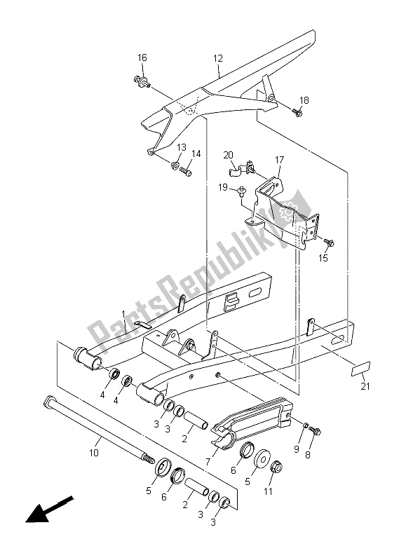 All parts for the Rear Arm of the Yamaha XJ6 FA 600 2015