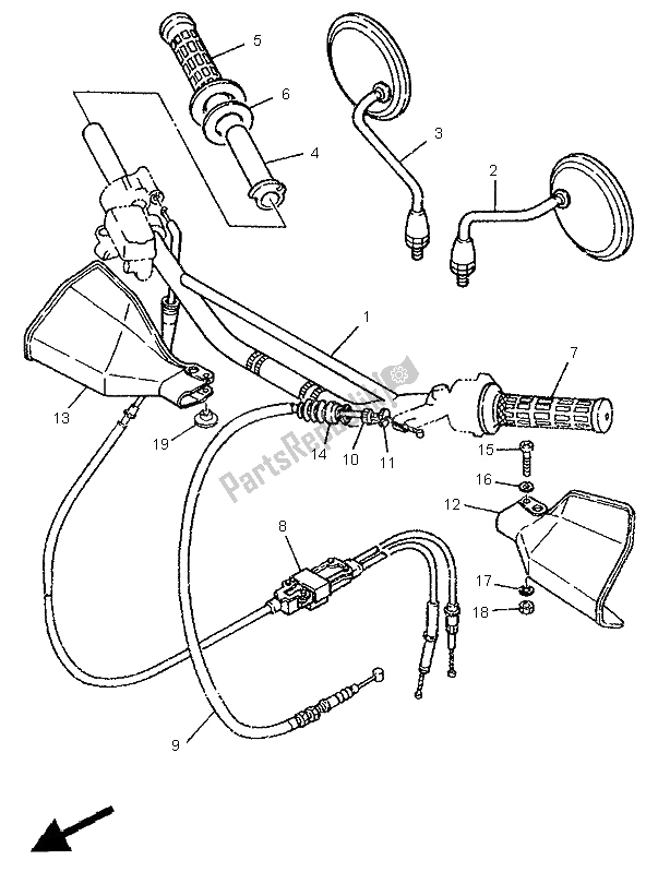 All parts for the Steering Handle & Cable of the Yamaha DT 125R 1995