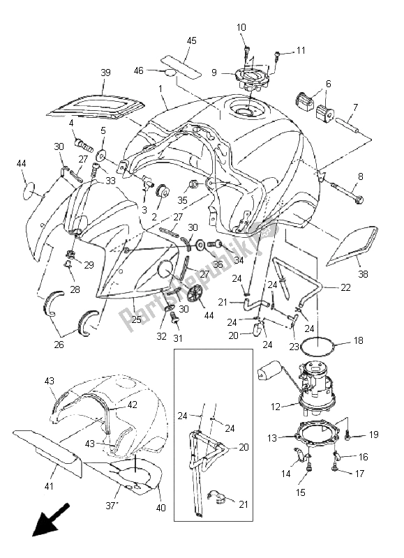 Toutes les pièces pour le Réservoir D'essence du Yamaha FZ1 S Fazer 1000 2008