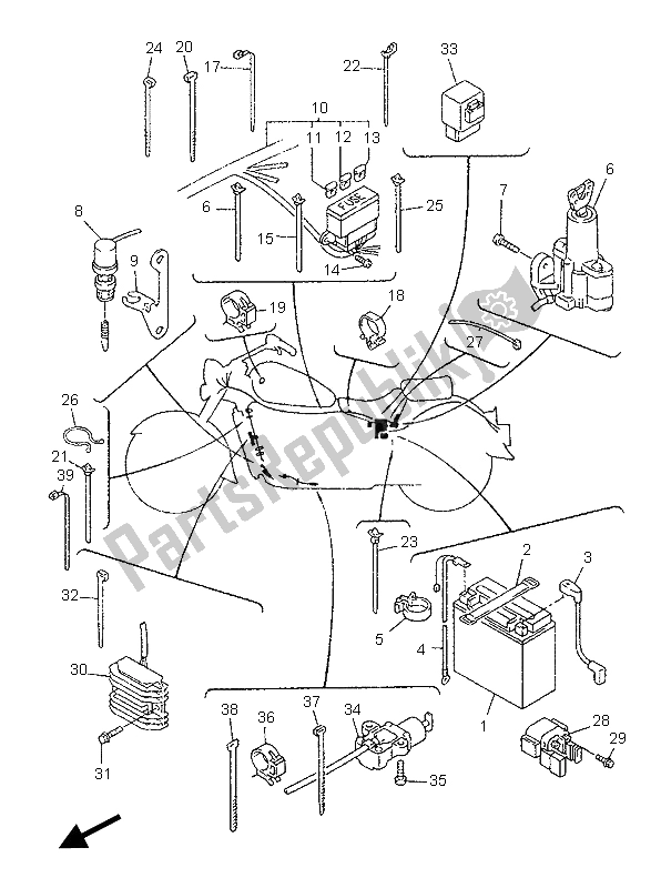 Toutes les pièces pour le électrique 1 du Yamaha XVZ 1300 Royalstar 1996