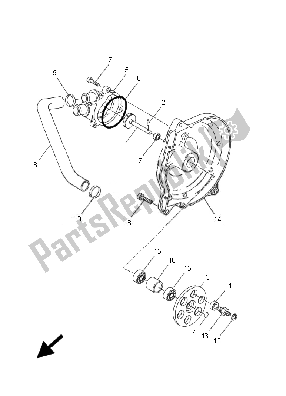 All parts for the Water Pump of the Yamaha YQ 50R Aerox 2007