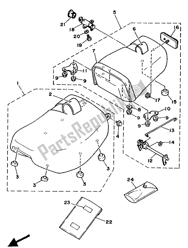 Todas as partes de Assento do Yamaha XV 535 Virago 1990