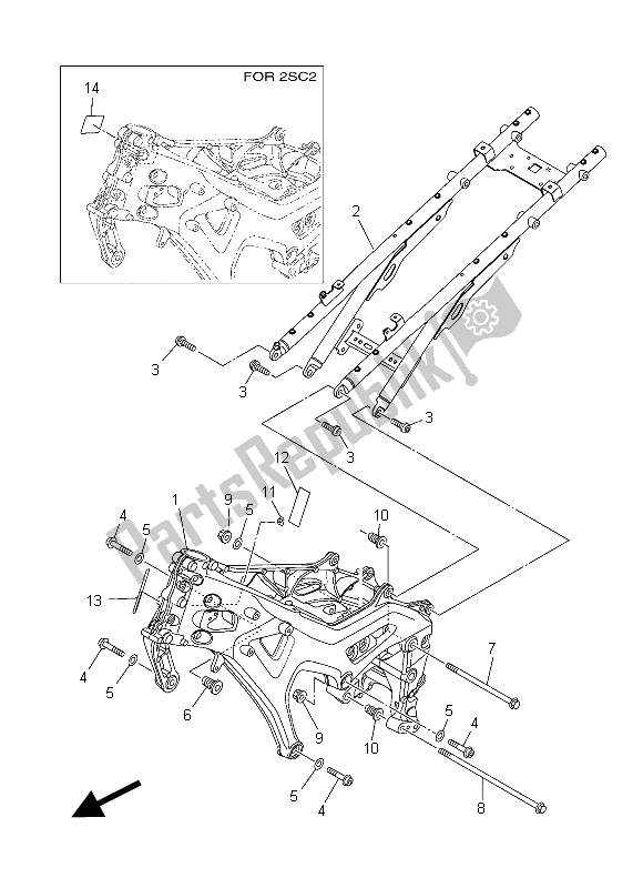 All parts for the Frame of the Yamaha MT 09 Tracer ABS 900 2015