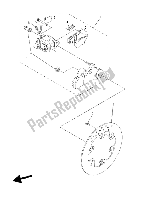 All parts for the Rear Brake of the Yamaha XT 660Z Tenere 2011