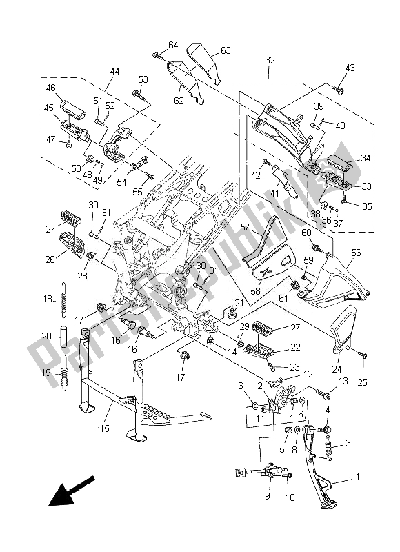 Tutte le parti per il Stand E Poggiapiedi del Yamaha XT 1200 ZE 2014