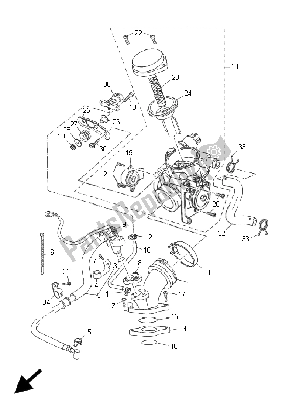 All parts for the Intake of the Yamaha YP 250R X MAX 2009