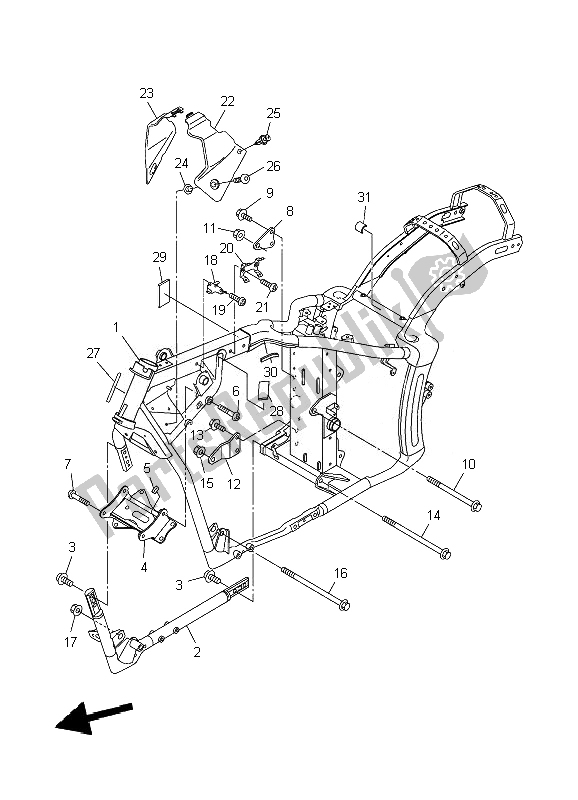 Toutes les pièces pour le Cadre du Yamaha XVS 1300A 2007